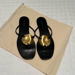 Tory Burch Black Sandals with Gold Accents